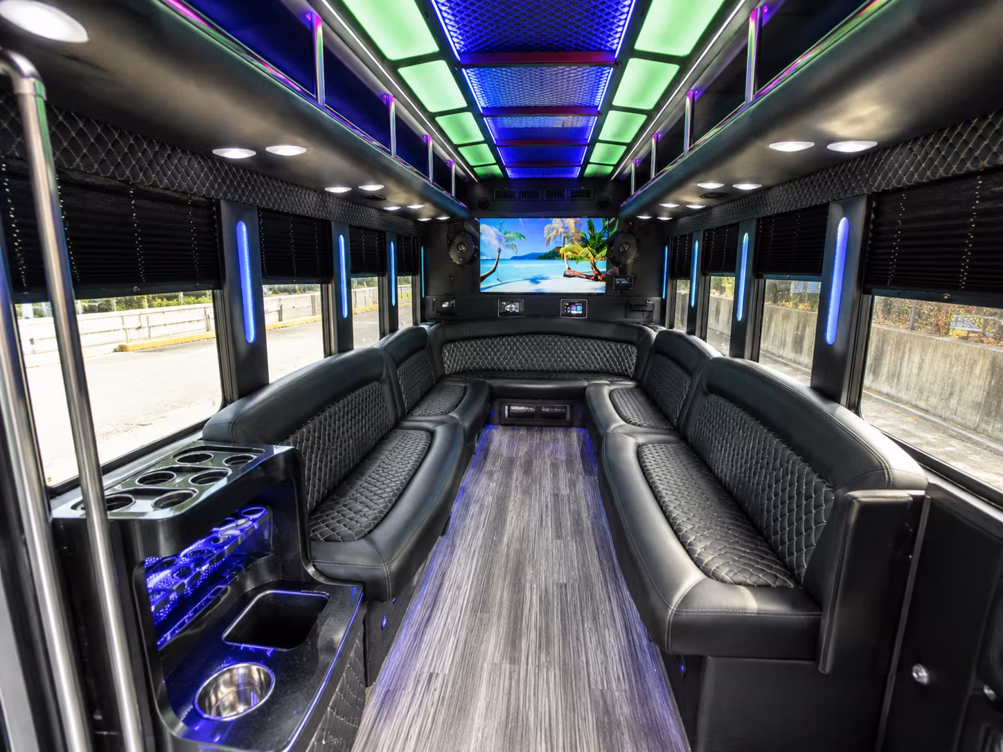 harrisburg 18 passenger party bus inside