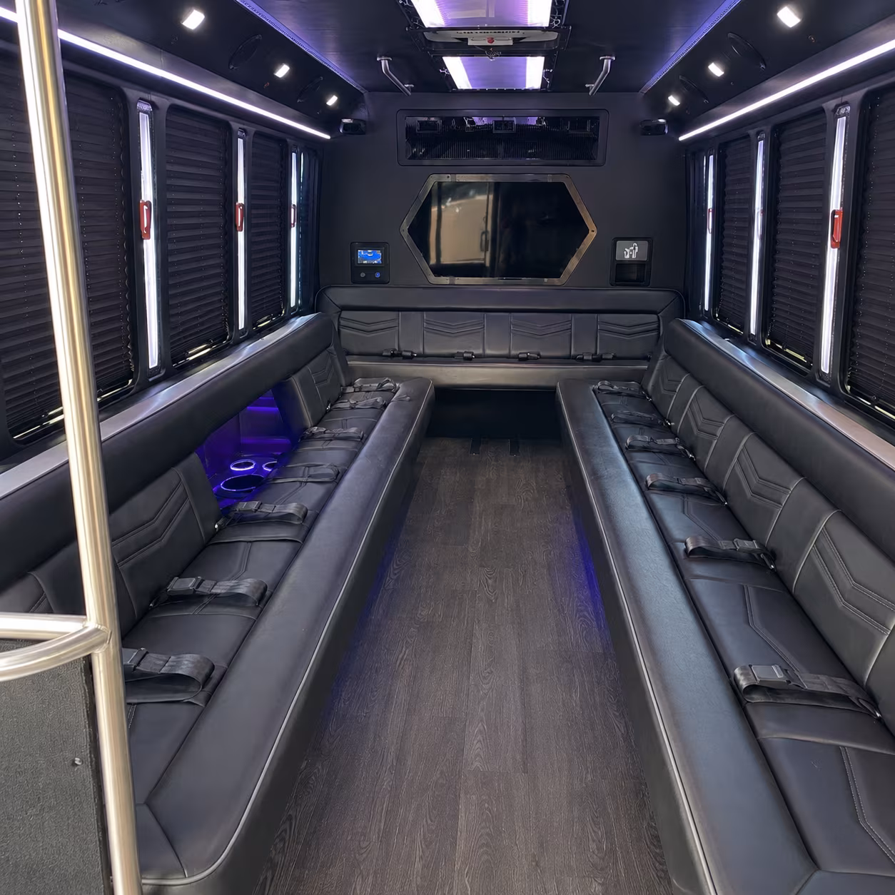 harrisburg 18 passenger party bus interior