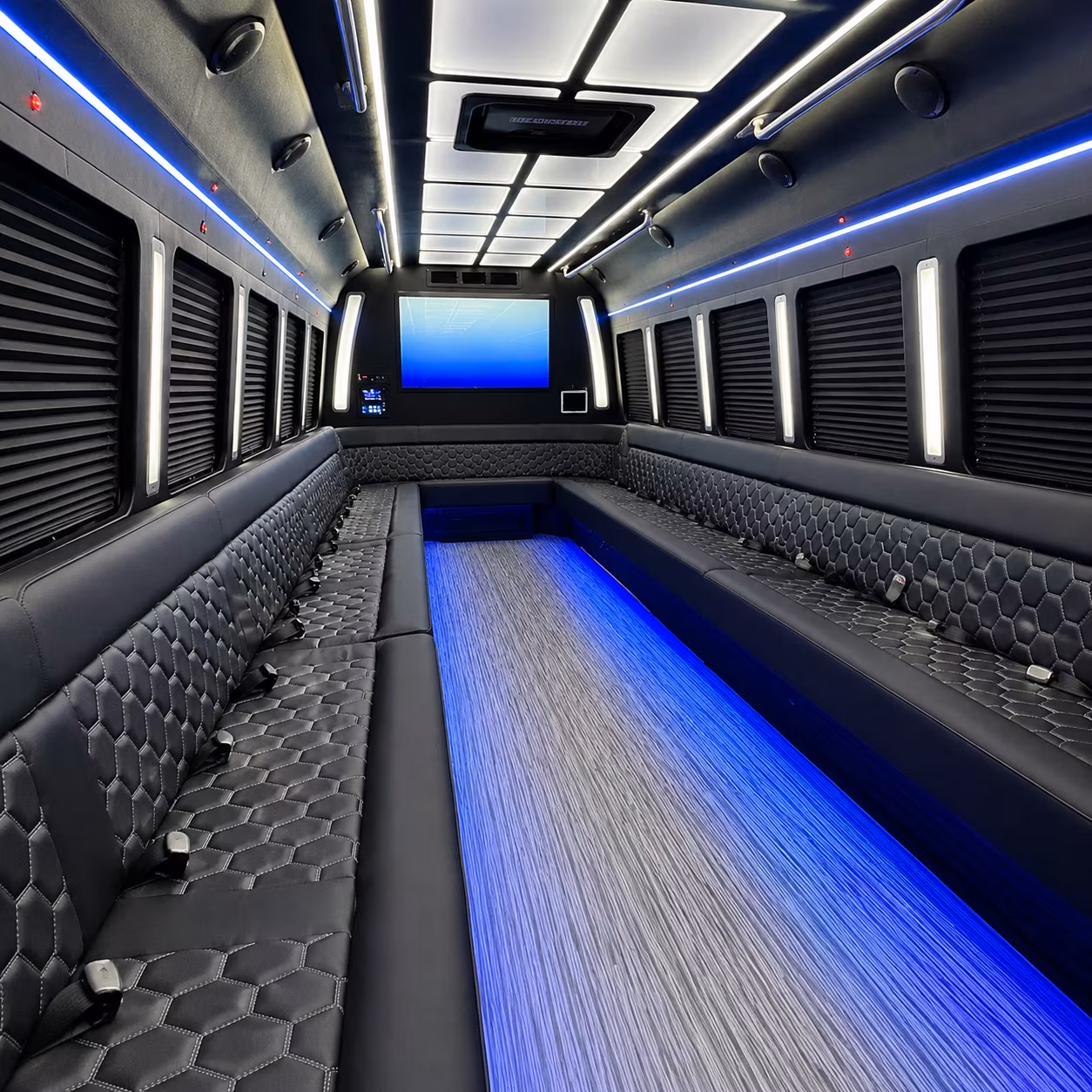 harrisburg 50 passenger party bus inside