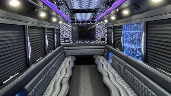 Interior of Charter Bus Company Scranton's Party Bus in Scranton