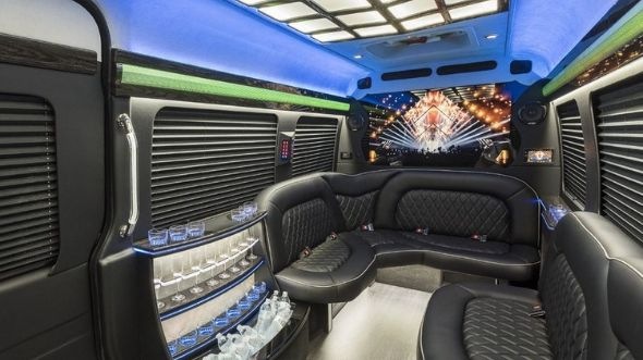 Interior of Charter Bus Company Reading's Sprinter Limo in Reading